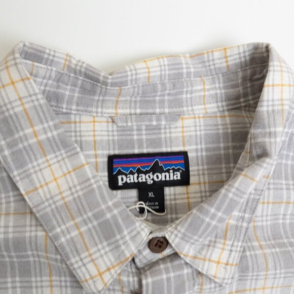 Patagonia Mens Back Step Collared Shirt Beyond Horizons Salt Grey Hemp Cotton XL - Picture 5 of 16
